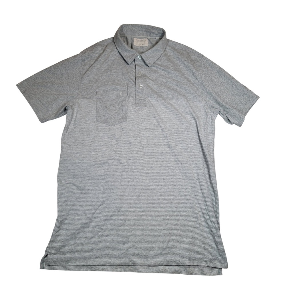 Linksoul Tempus Fugit Golf Polo Shirt Men's Sz Large Gray Striped Luxury Cotton